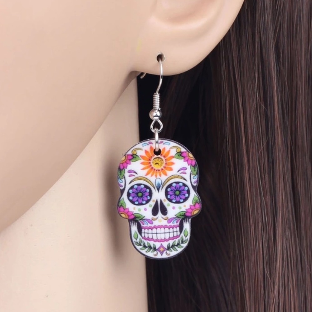 Sugar Skull Acrylic Earrings - Picture 3 of 6